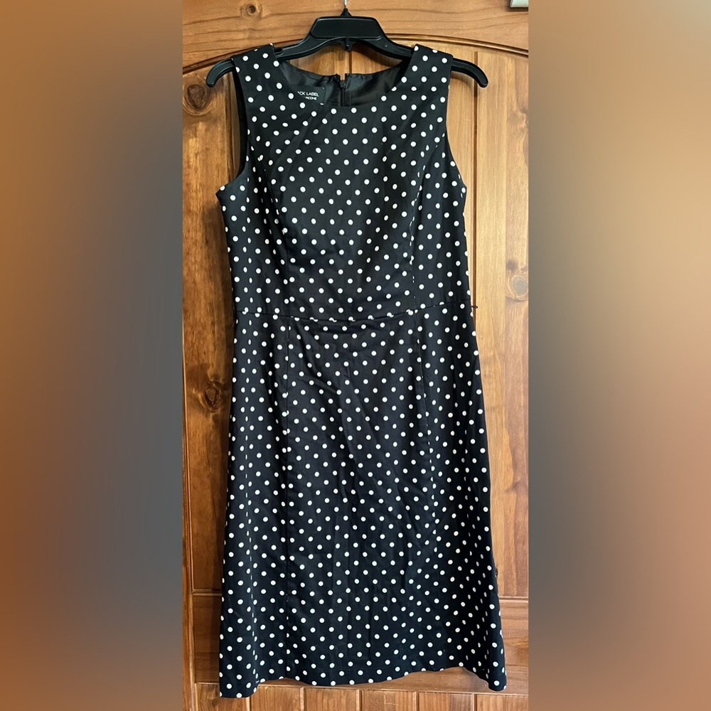 Evan Picone Black Label Black/white polka dots. Size 10. Cotton dress.